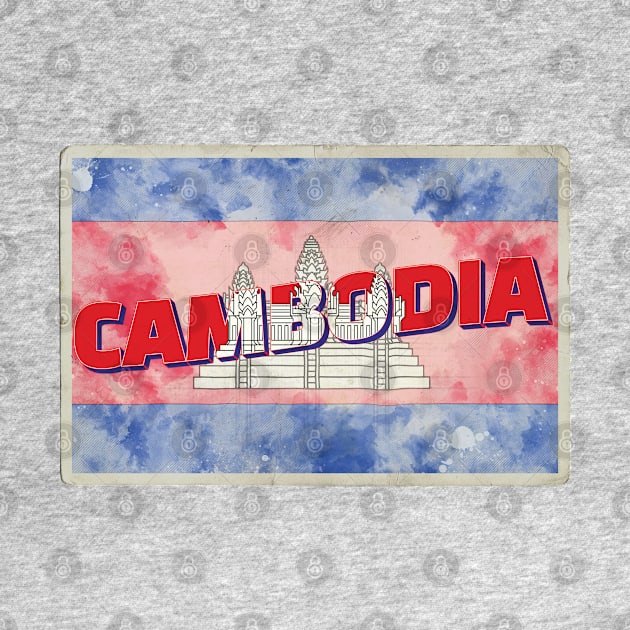 Cambodia Vintage style retro souvenir by DesignerPropo